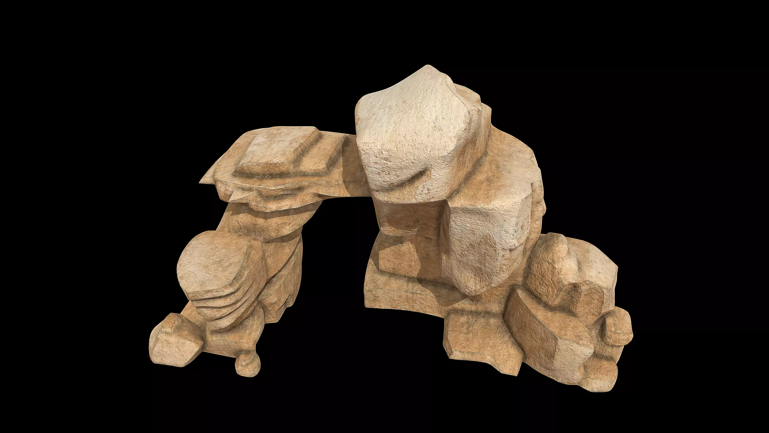 Stylized Rocky Terrain Asset Low-poly 3D model_2