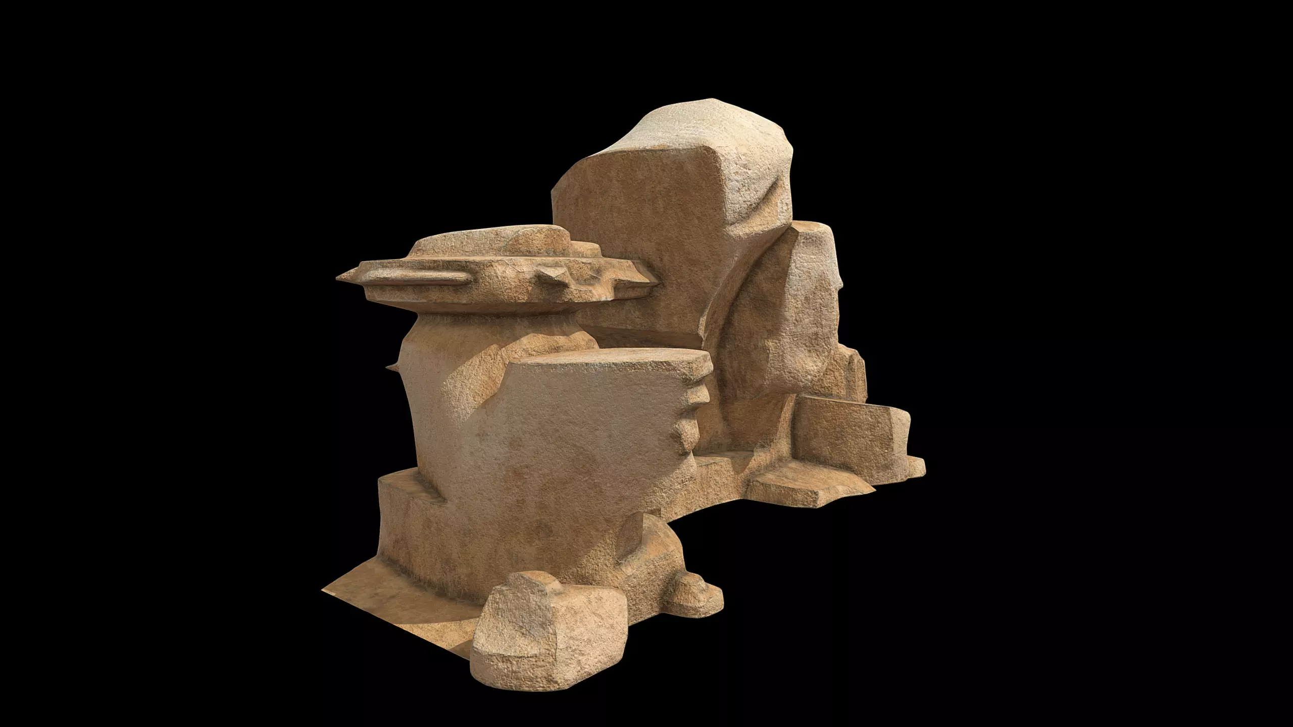 Stylized Rocky Terrain Asset Low-poly 3D model_4