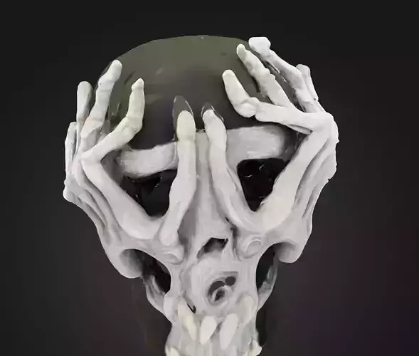 Skull Hands Costume Full Face Mask - Skull Full Face Mask  3D print model