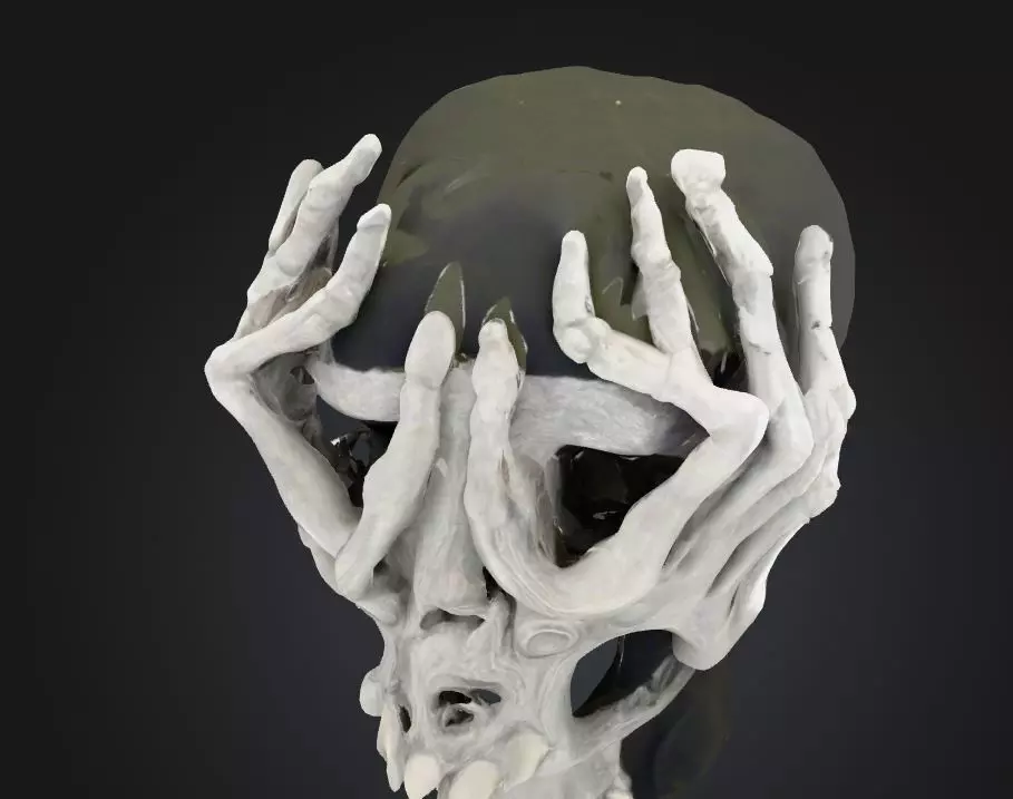 Skull Hands Costume Full Face Mask - Skull Full Face Mask  3D print model_11