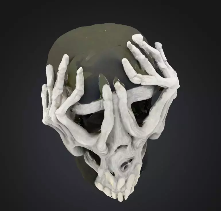 Skull Hands Costume Full Face Mask - Skull Full Face Mask  3D print model_3