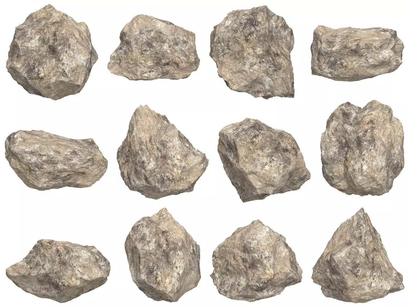 12 Rock Boulder Collection Low-poly 3D model_0