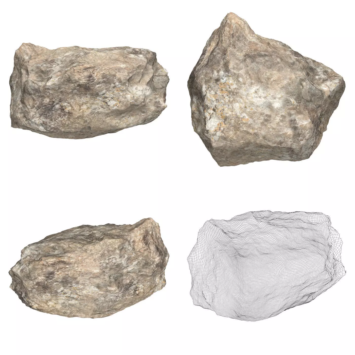12 Rock Boulder Collection Low-poly 3D model_8