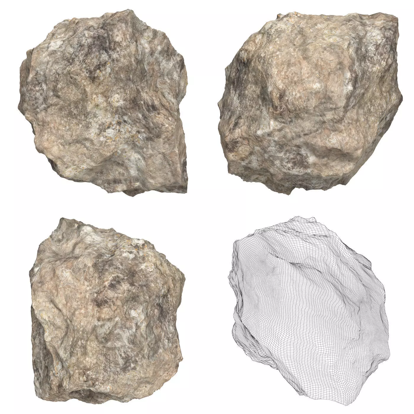 12 Rock Boulder Collection Low-poly 3D model_9