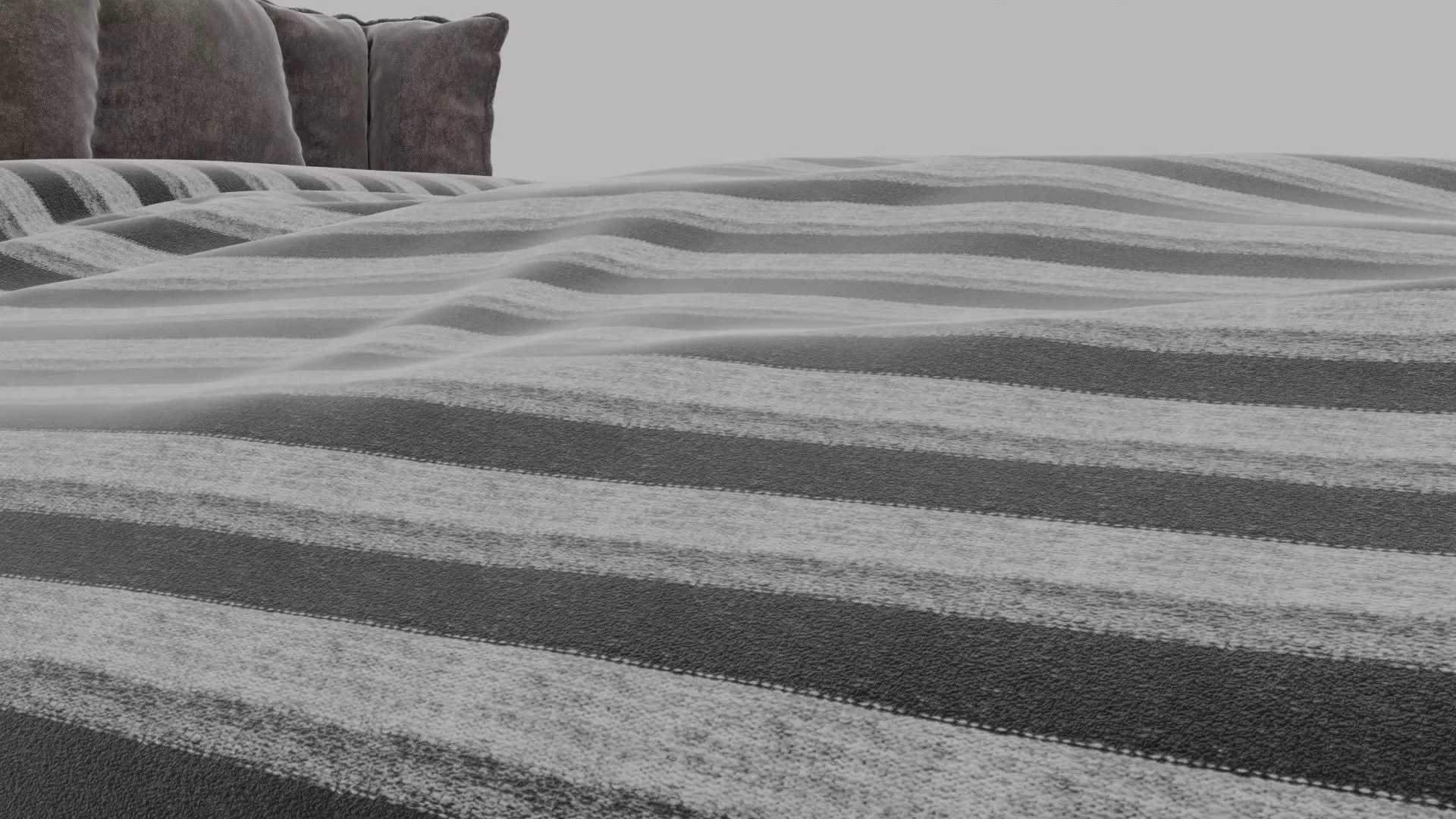 Modern Upholstered Bed Set with Side Tables and Poufs - 3D Model 3D model_2