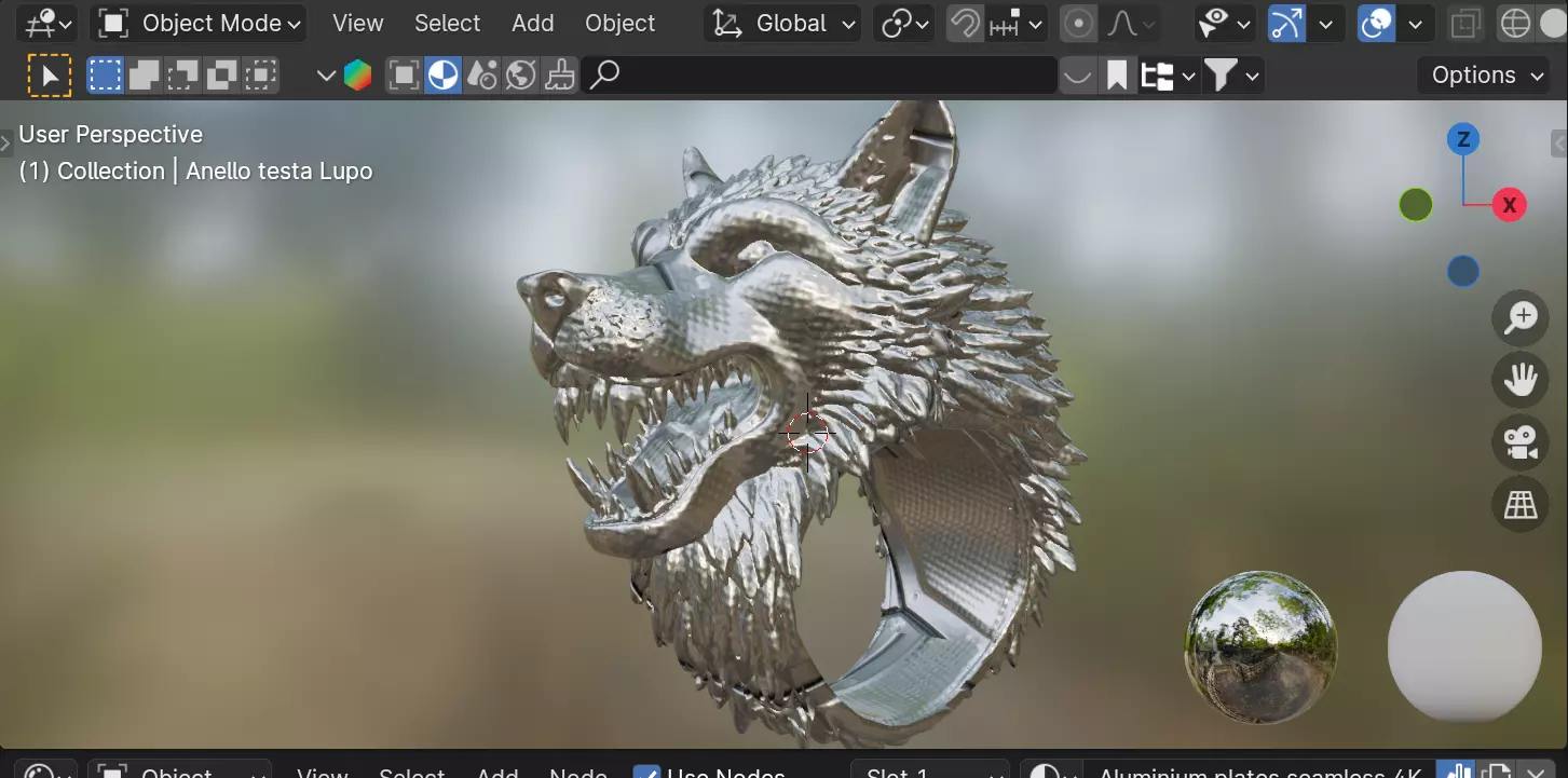 Anello con testa di un Lupo 3D print model_0