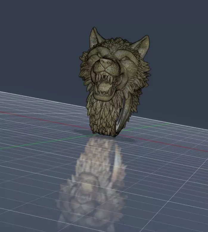 Anello con testa di un Lupo 3D print model_8