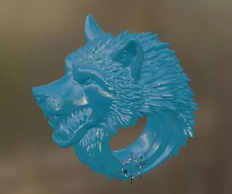 Anello con testa di un Lupo 3D print model_7