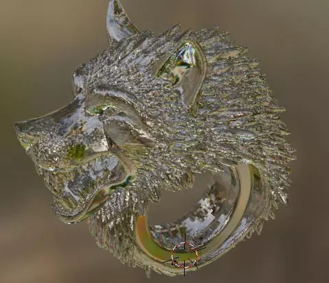 Anello con testa di un Lupo 3D print model_11