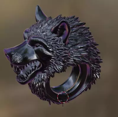 Anello con testa di un Lupo 3D print model_4