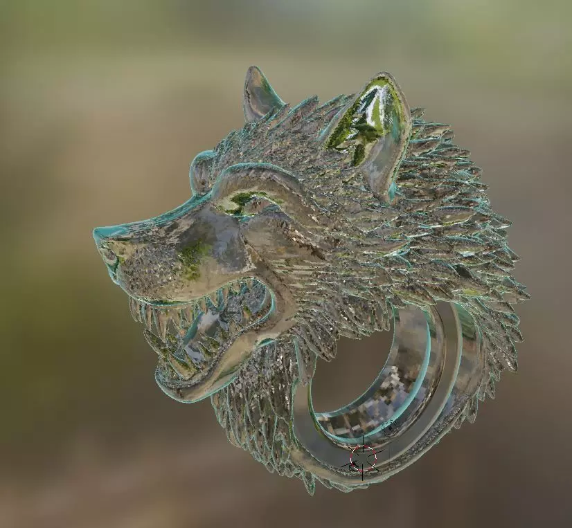 Anello con testa di un Lupo 3D print model_15