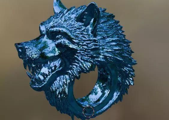 Anello con testa di un Lupo 3D print model_6