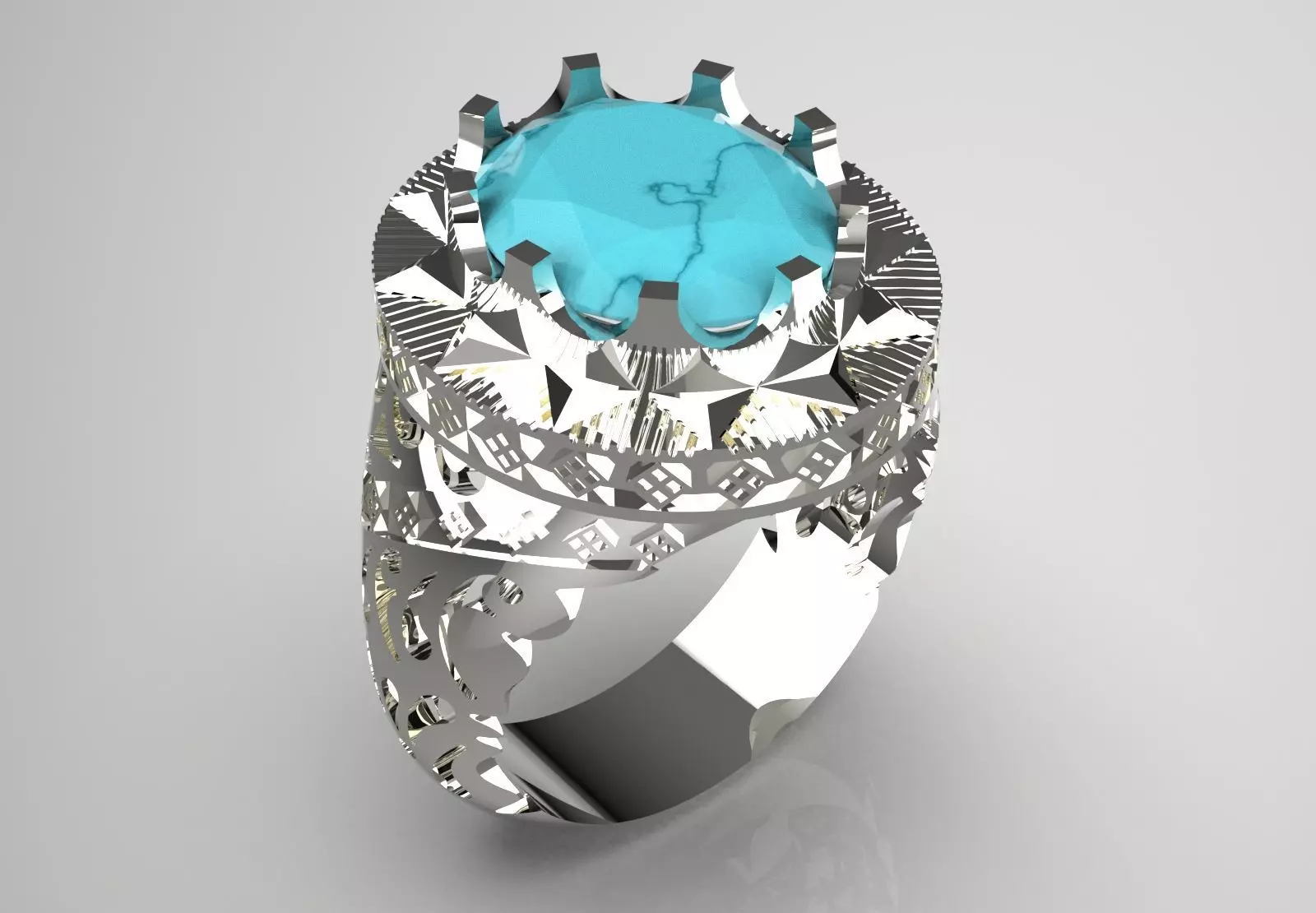 Man ring royal design with turquoise model mr0232 3D print model