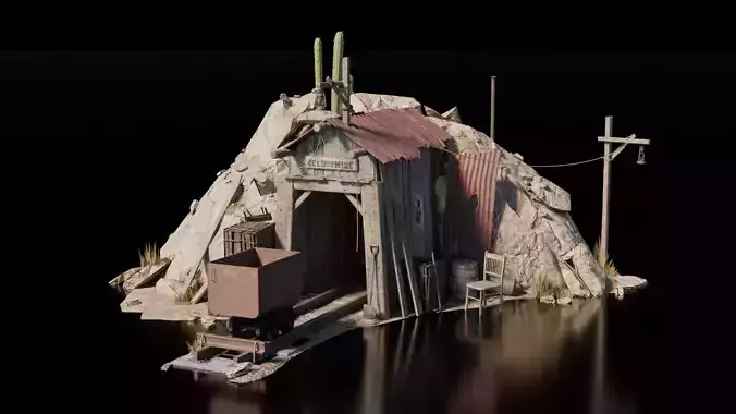 Wild West Building - Mine Entrance 3D model