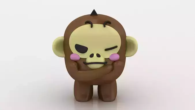 cute monkey character 3D printable model   3D print model