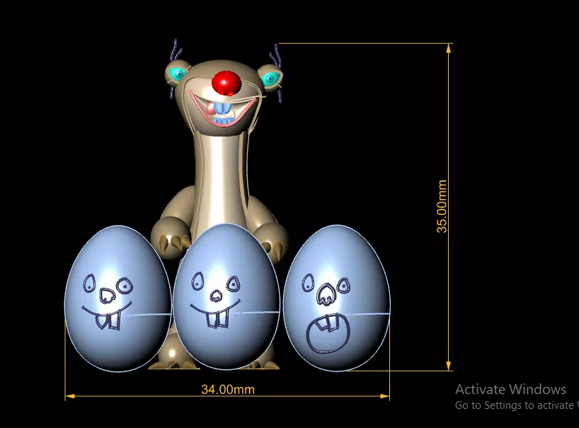 goofy character with eggs 3D printable model 3D print model_3