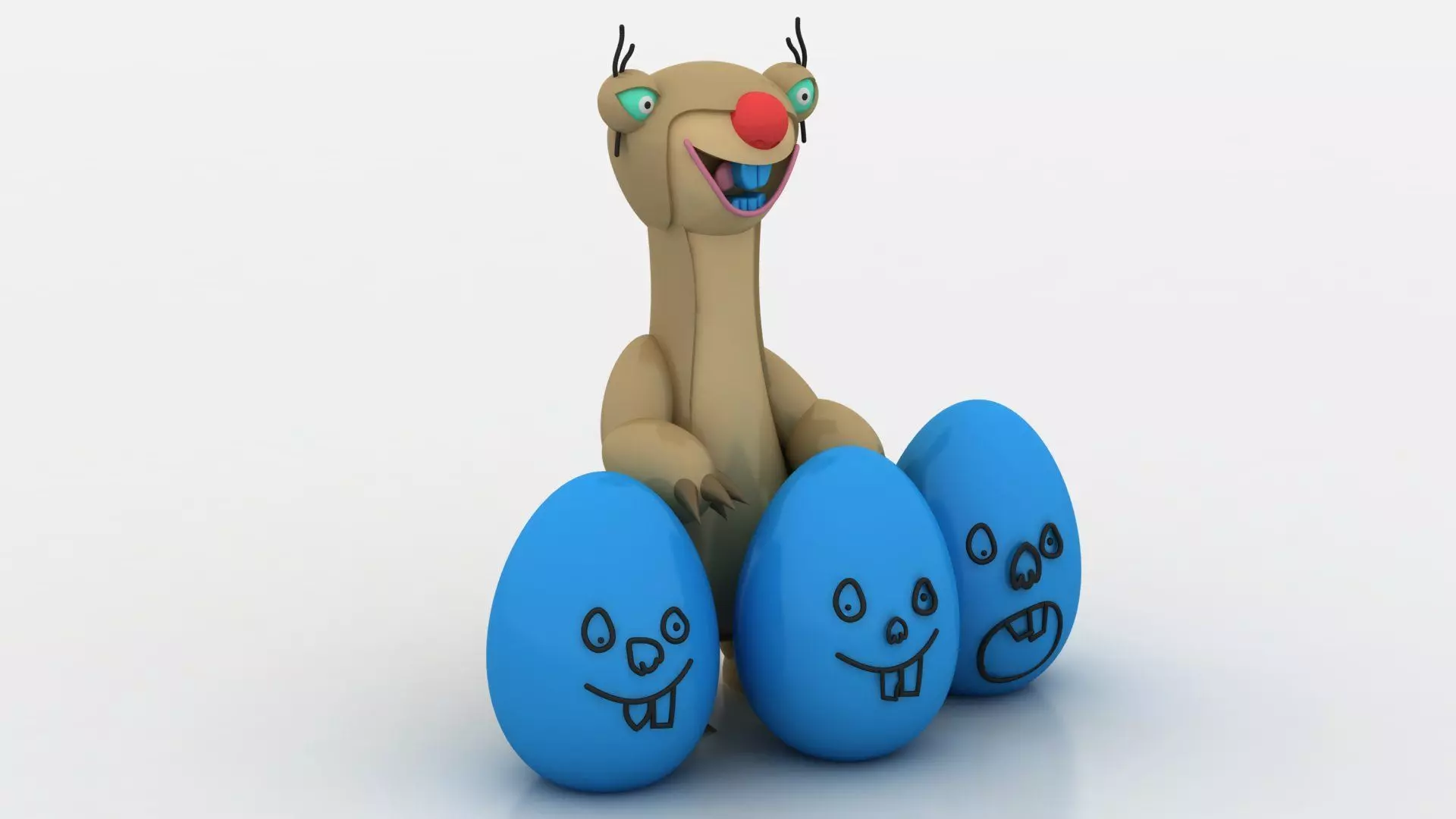 goofy character with eggs 3D printable model 3D print model_2