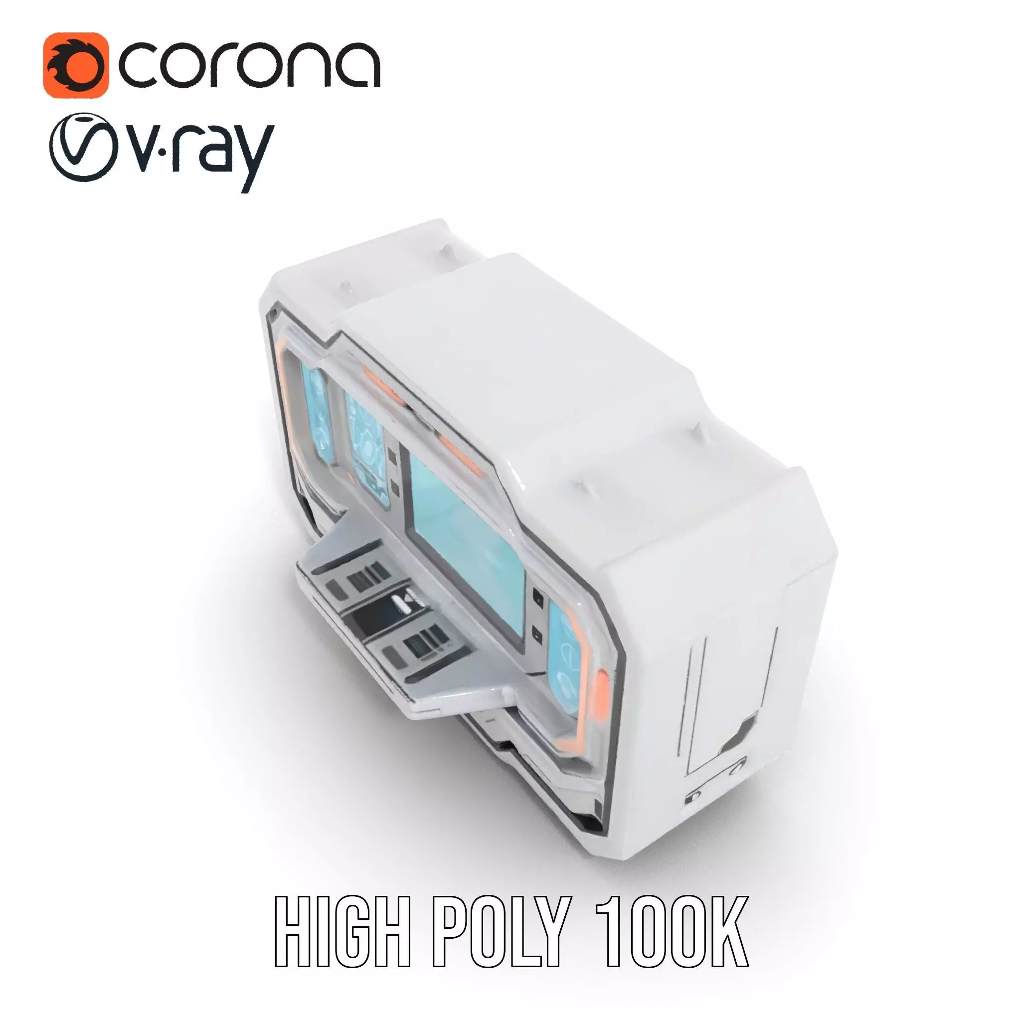 Futuristic Medical Console model pack Low-poly 3D model_16