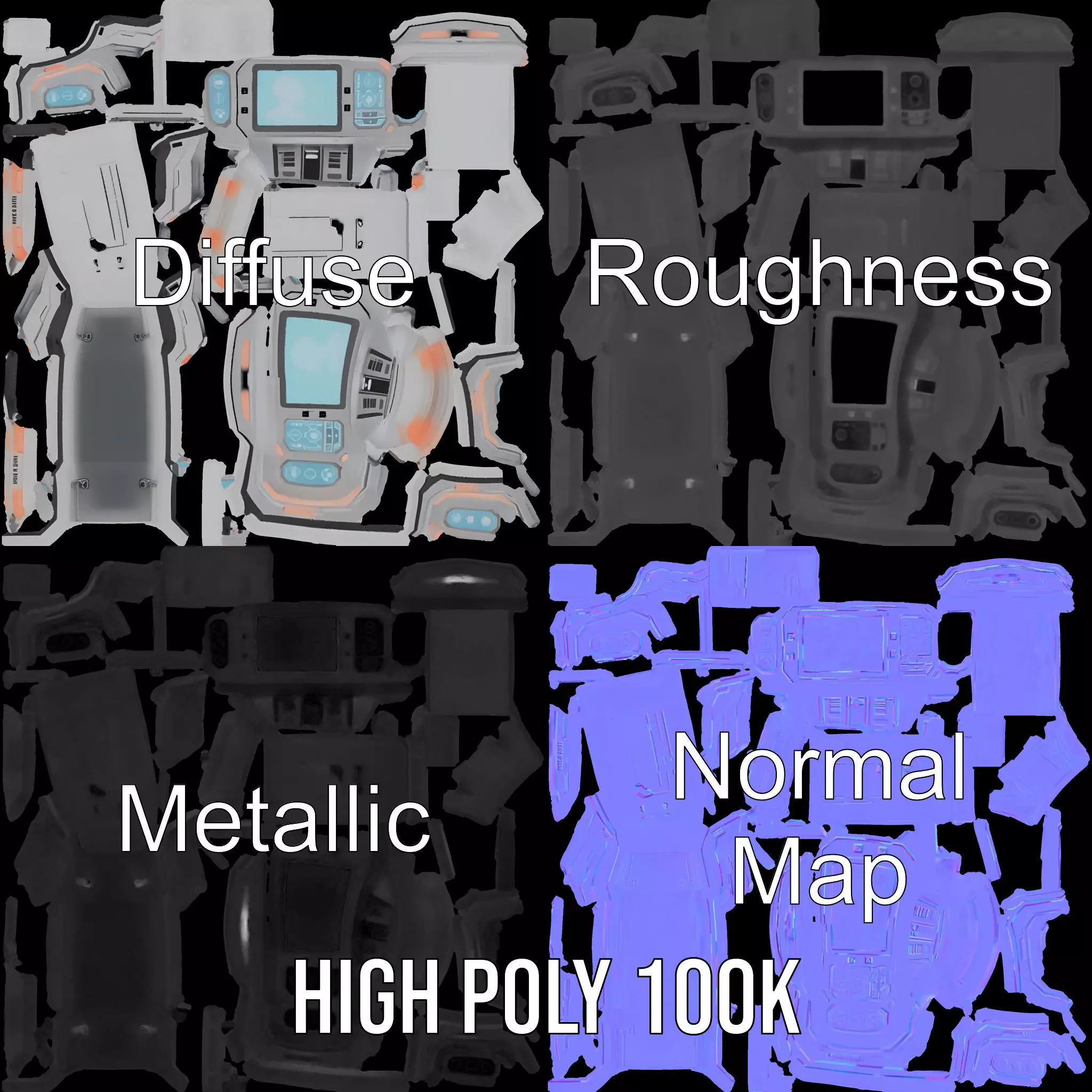 Futuristic Medical Console model pack Low-poly 3D model_4