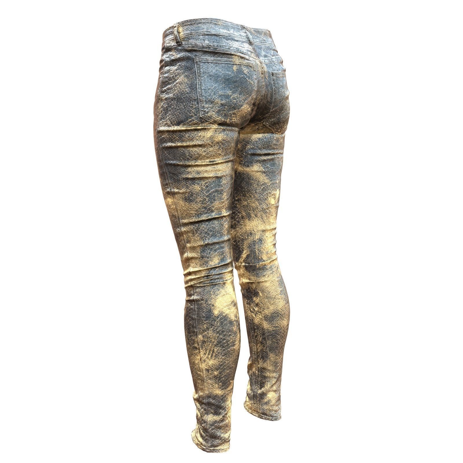 Unreal Pants Gold Snake Low-poly 3D model_6