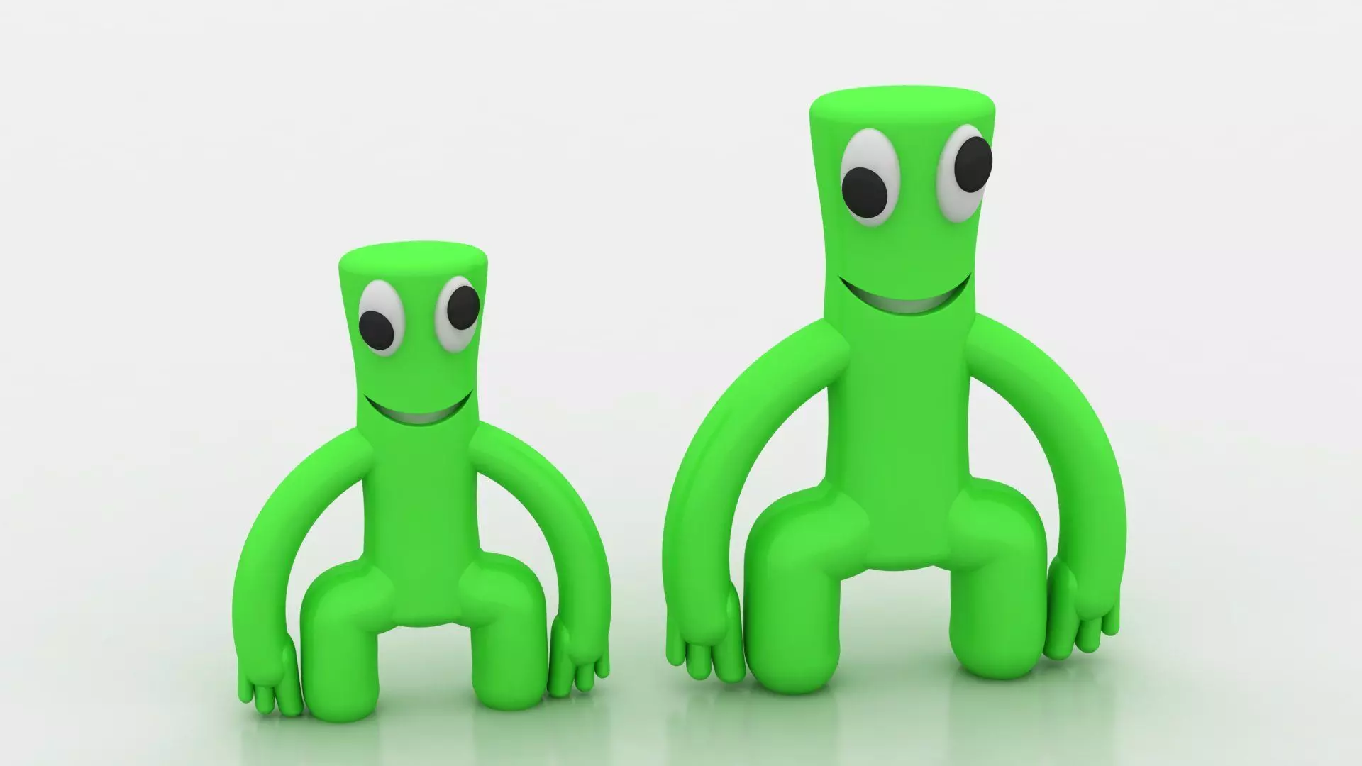 playful green mascot toy 3D printable model 3D print model_1