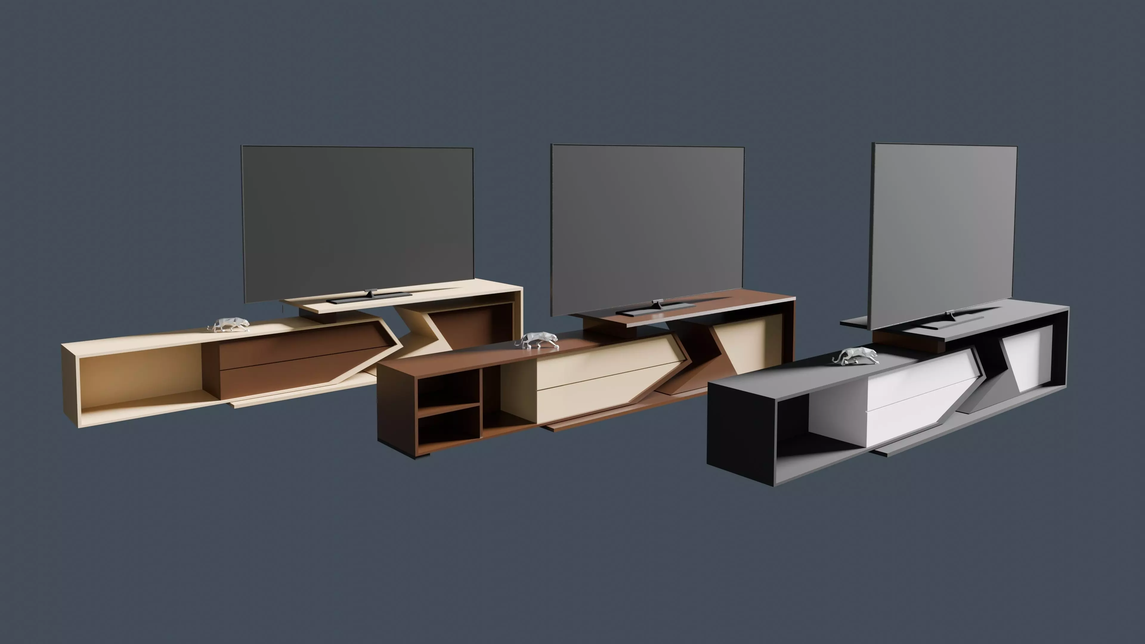 TV Stand furniture and TV led 3D model_0