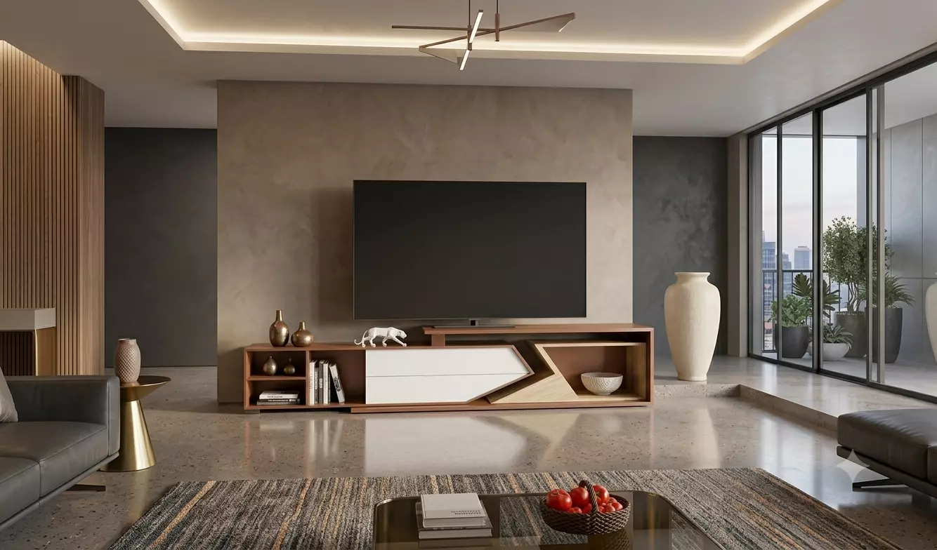 TV Stand furniture and TV led Free 3D model