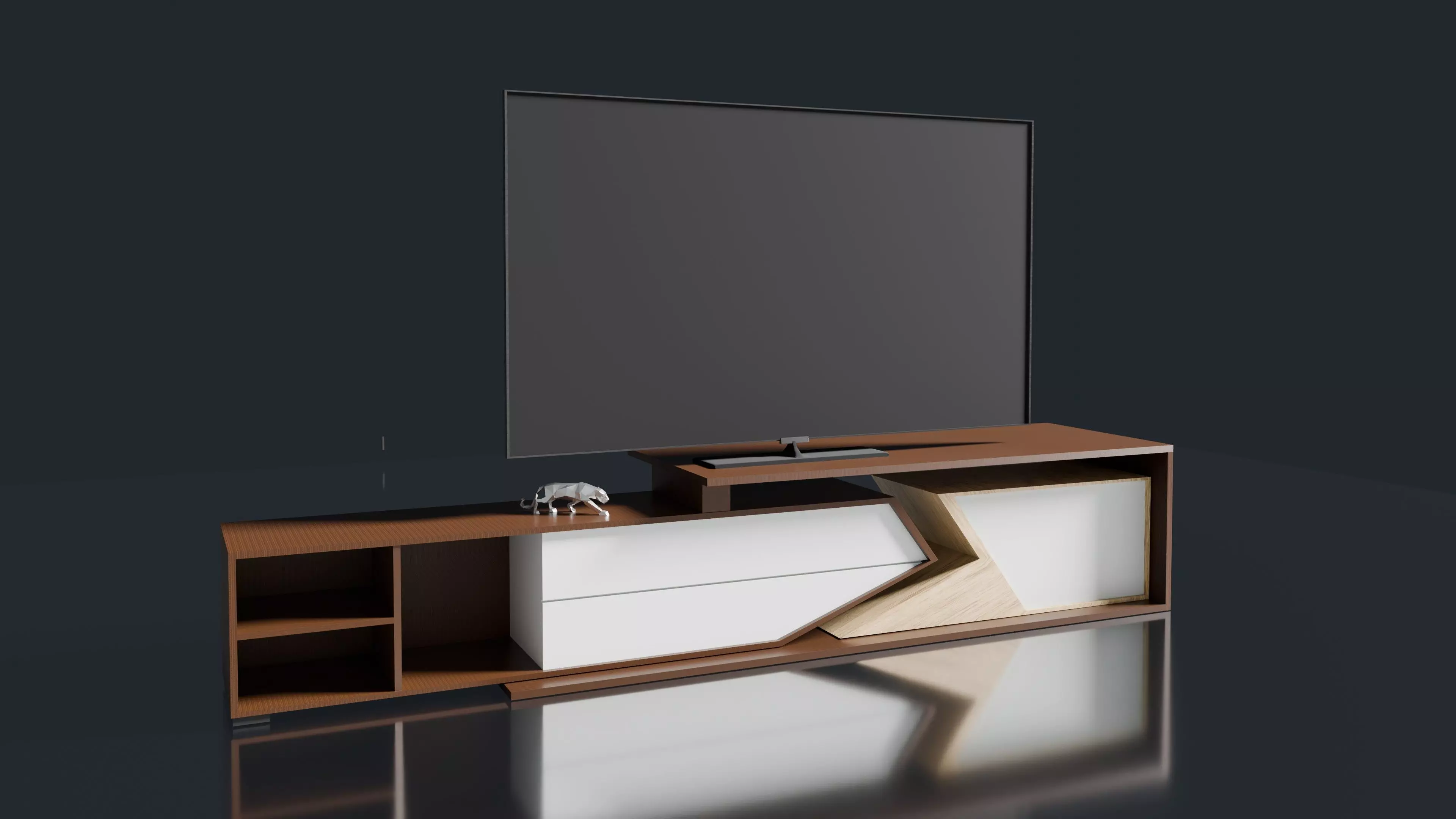 TV Stand furniture and TV led 3D model_2