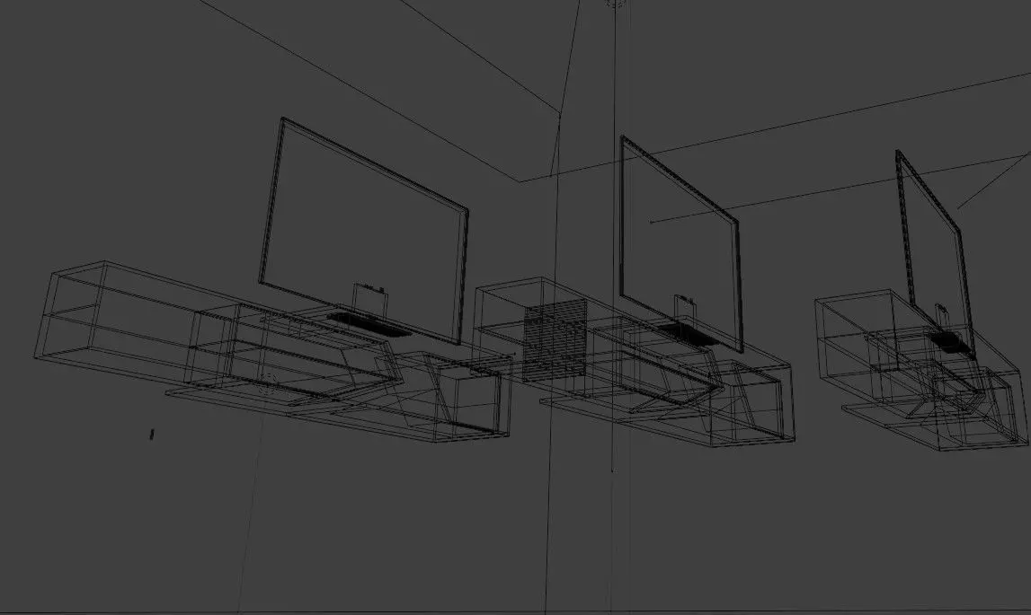 TV Stand furniture and TV led 3D model_4