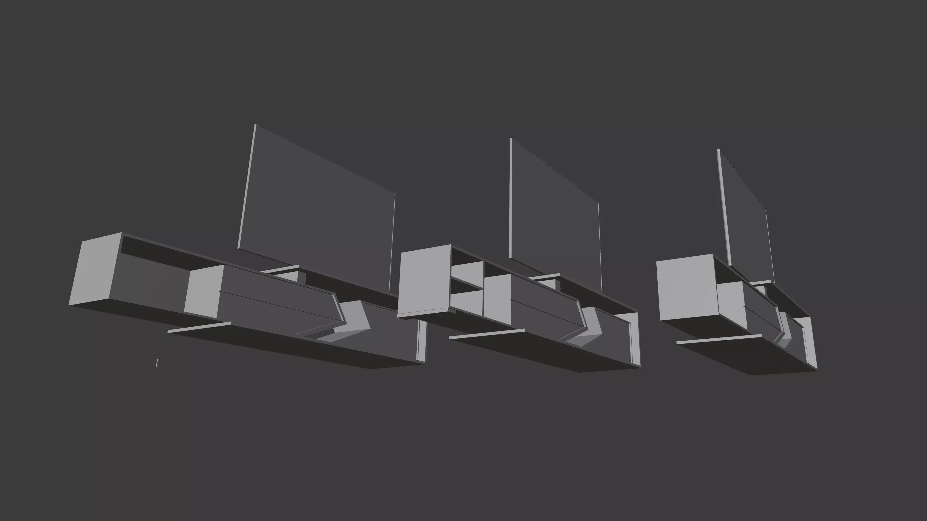 TV Stand furniture and TV led 3D model_3