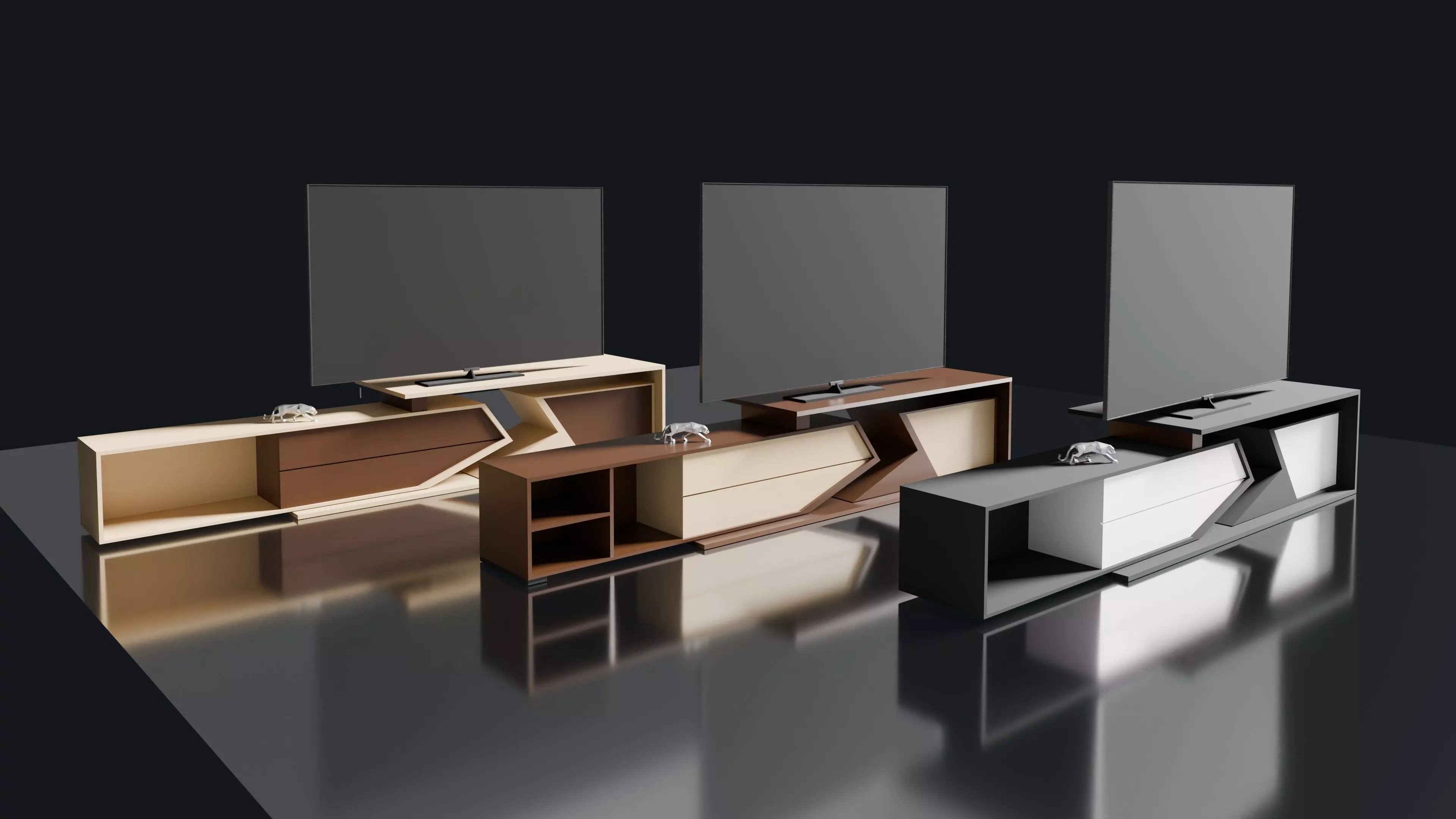 TV Stand furniture and TV led 3D model_1