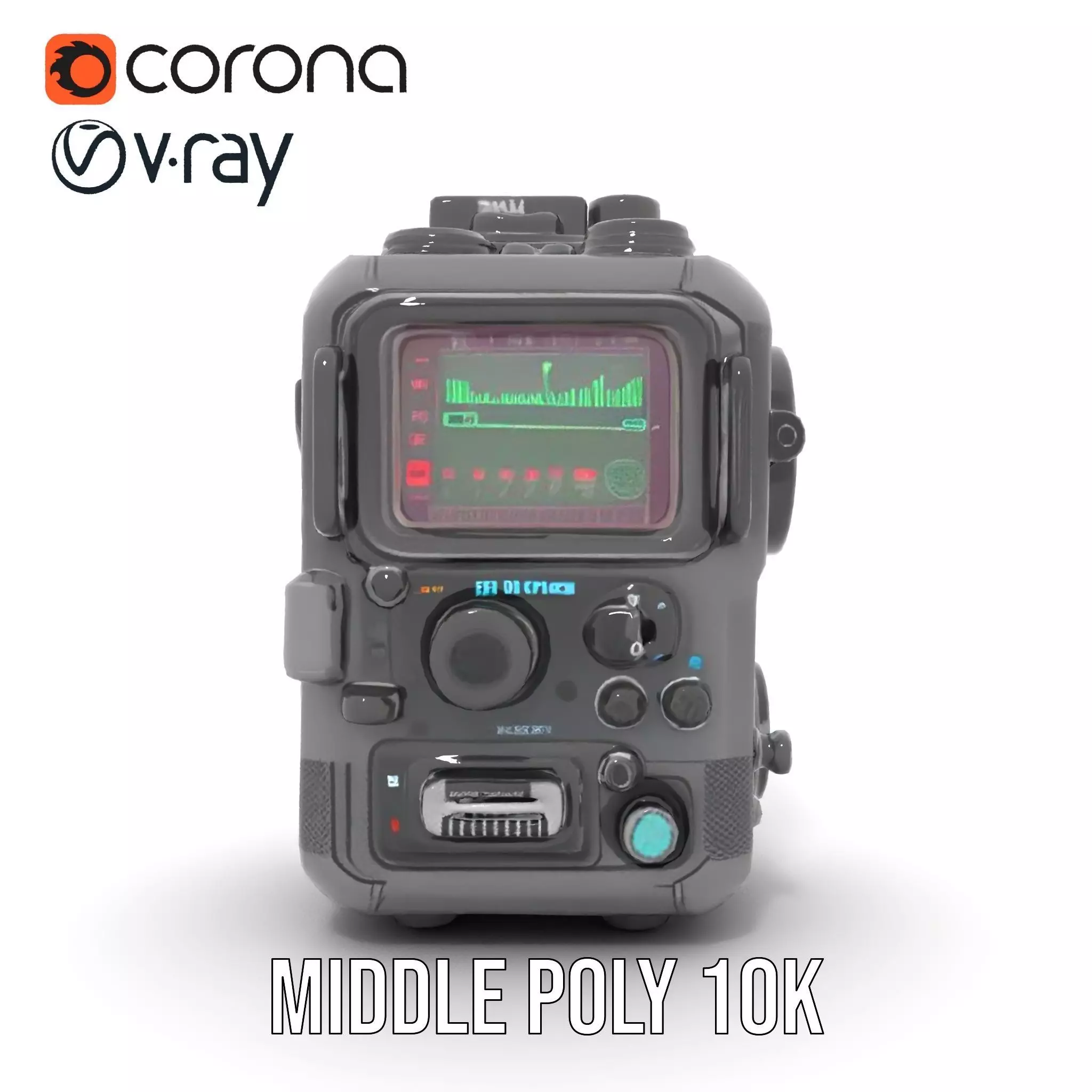 Futuristic Radio Device Model Pack Low-poly 3D model_13