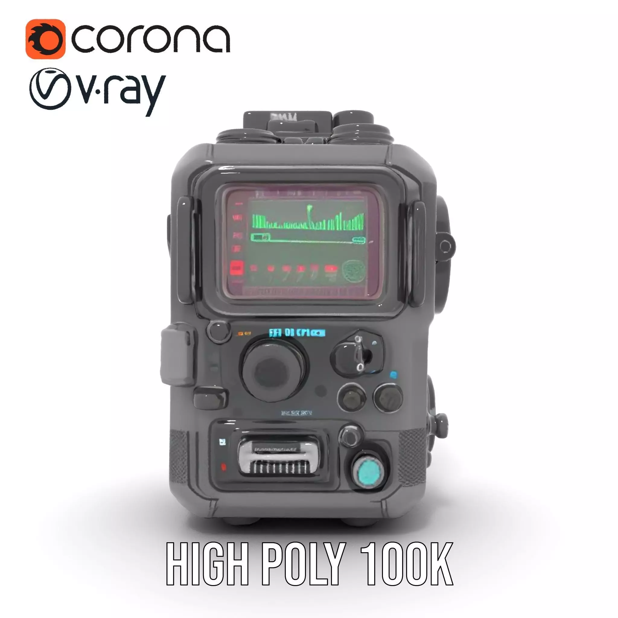 Futuristic Radio Device Model Pack Low-poly 3D model_31