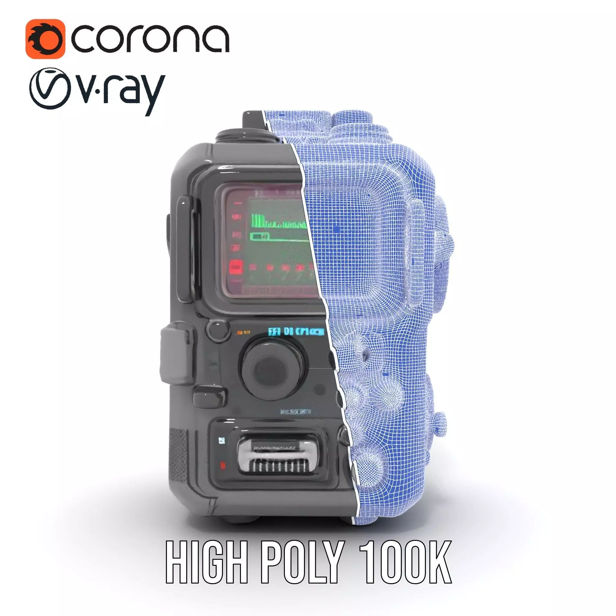 Futuristic Radio Device Model Pack Low-poly 3D model_32