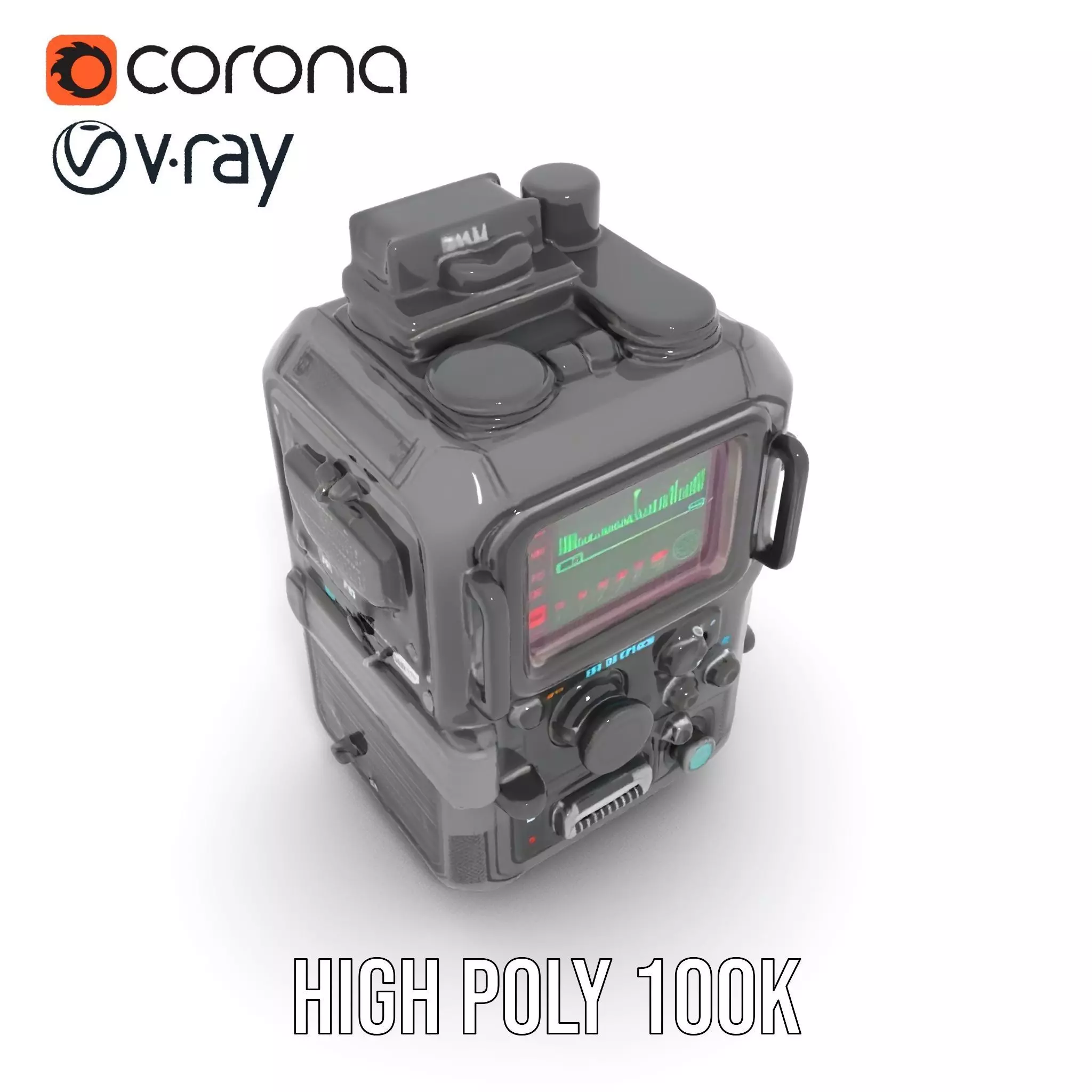 Futuristic Radio Device Model Pack Low-poly 3D model_18