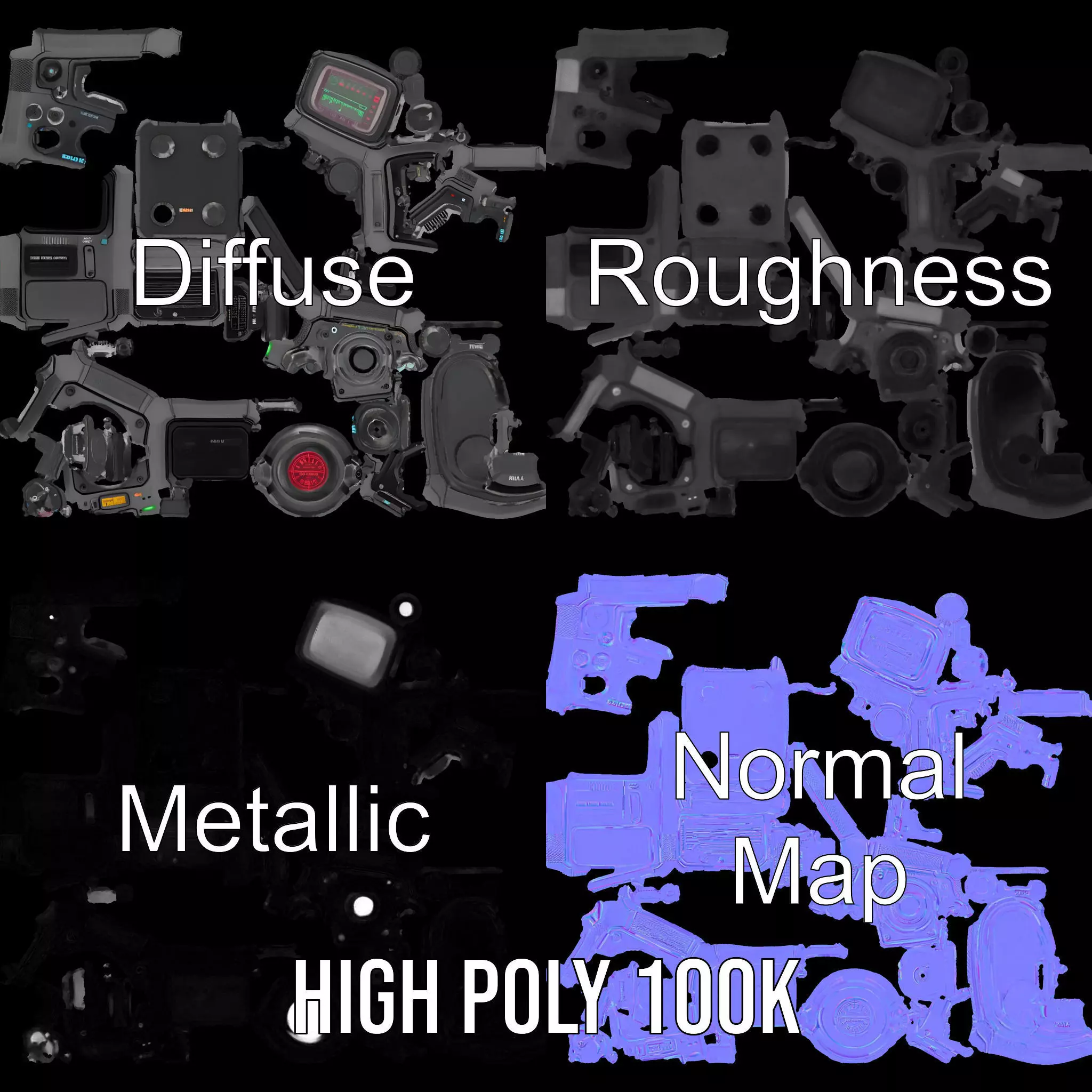 Futuristic Radio Device Model Pack Low-poly 3D model_3