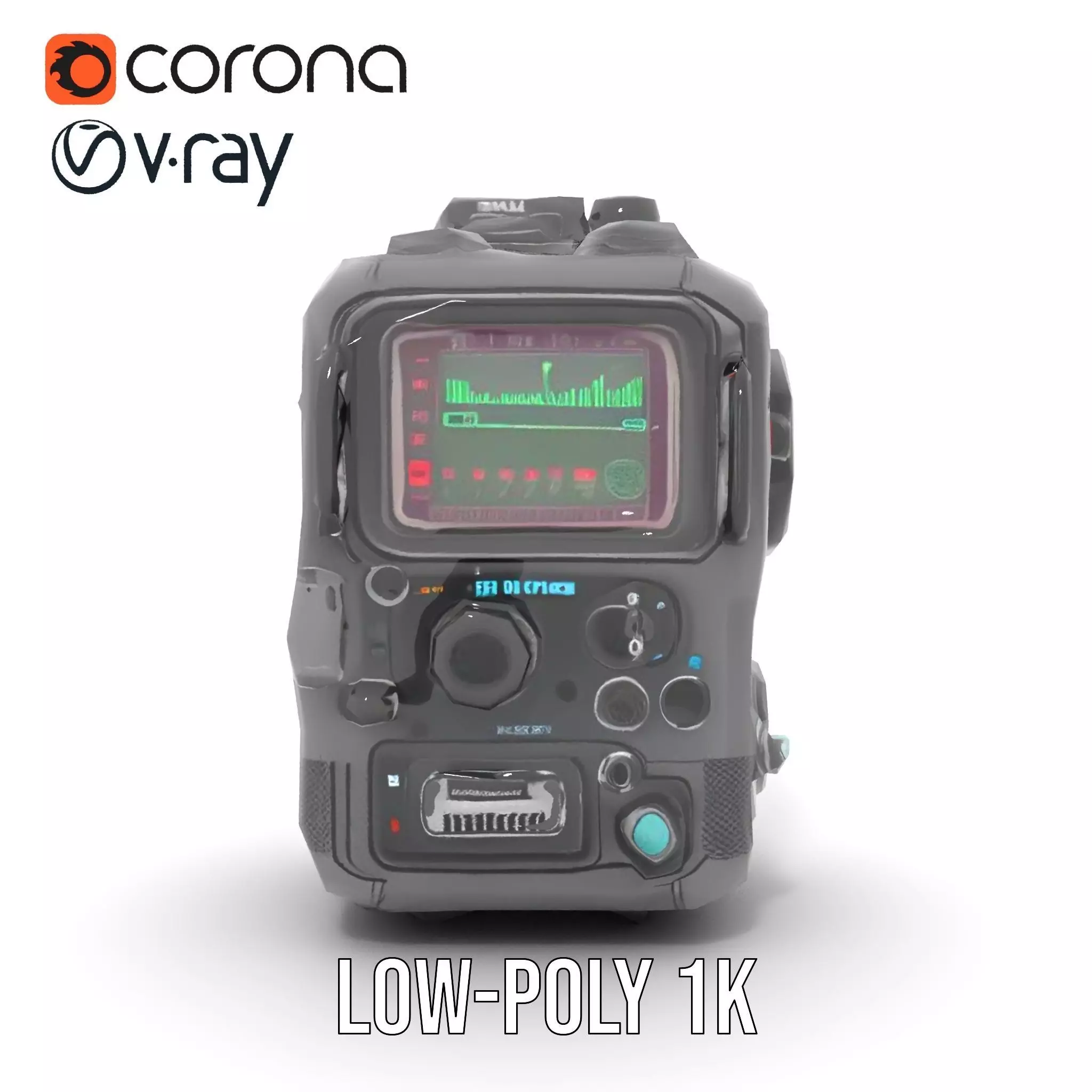 Futuristic Radio Device Model Pack Low-poly 3D model_12