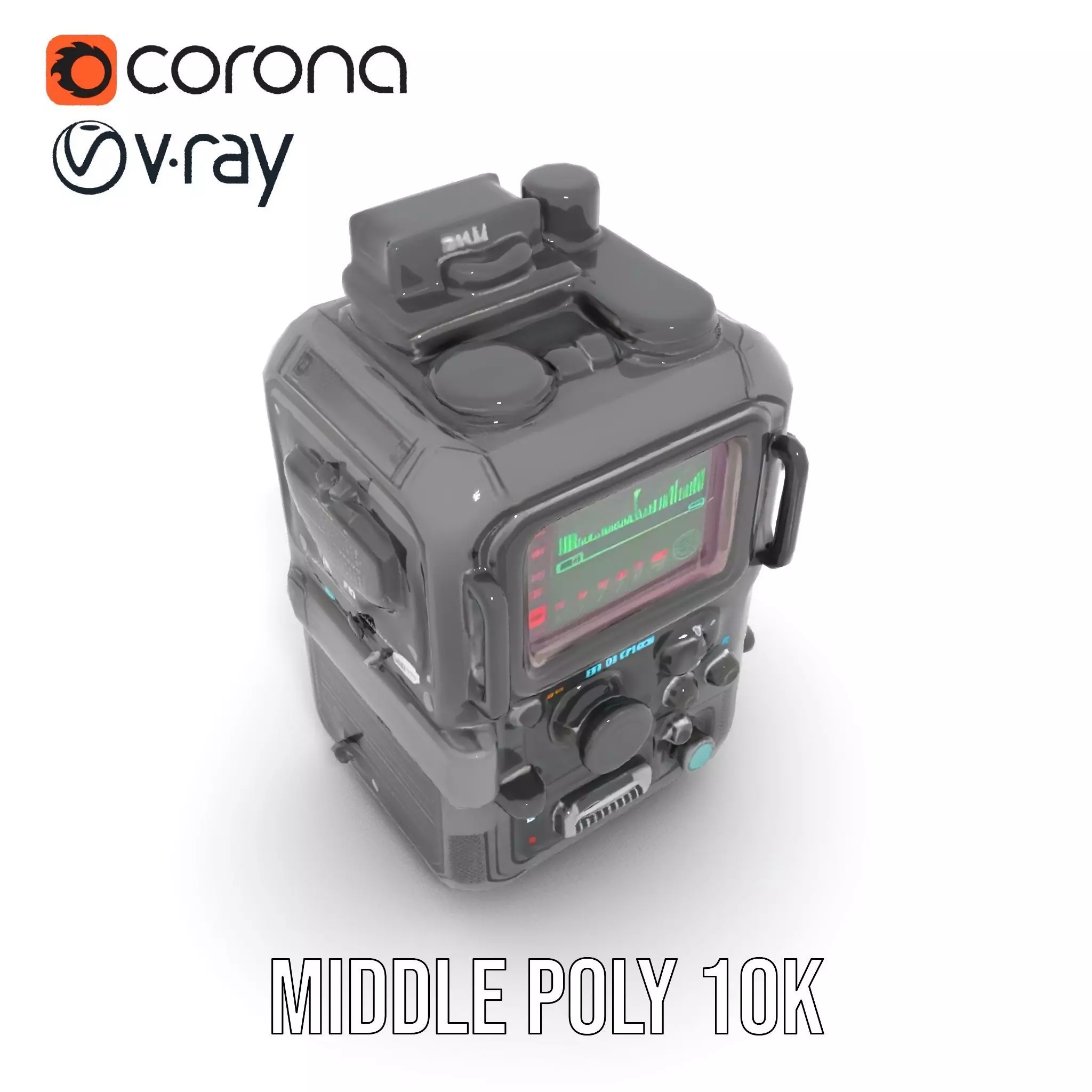 Futuristic Radio Device Model Pack Low-poly 3D model_11