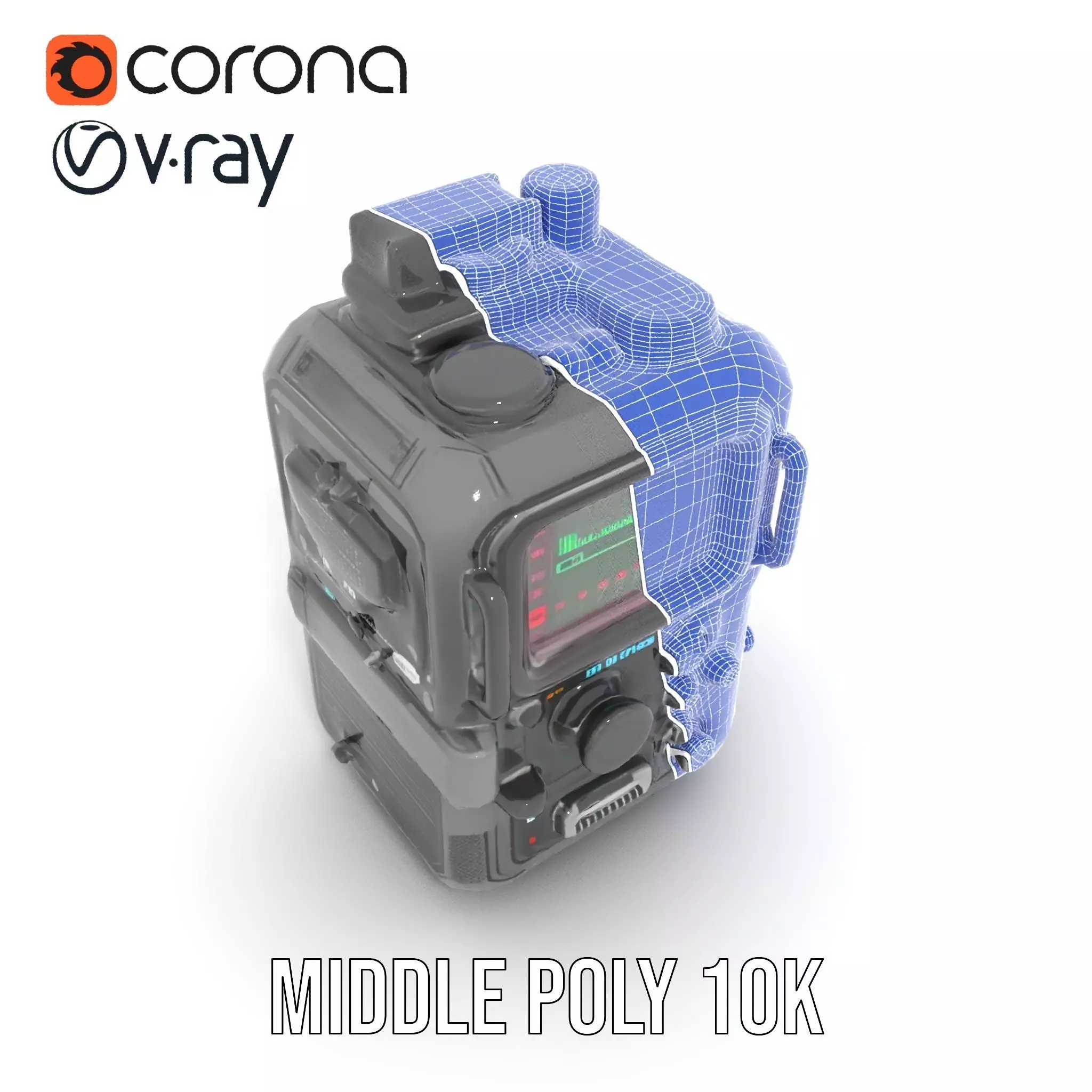 Futuristic Radio Device Model Pack Low-poly 3D model_29