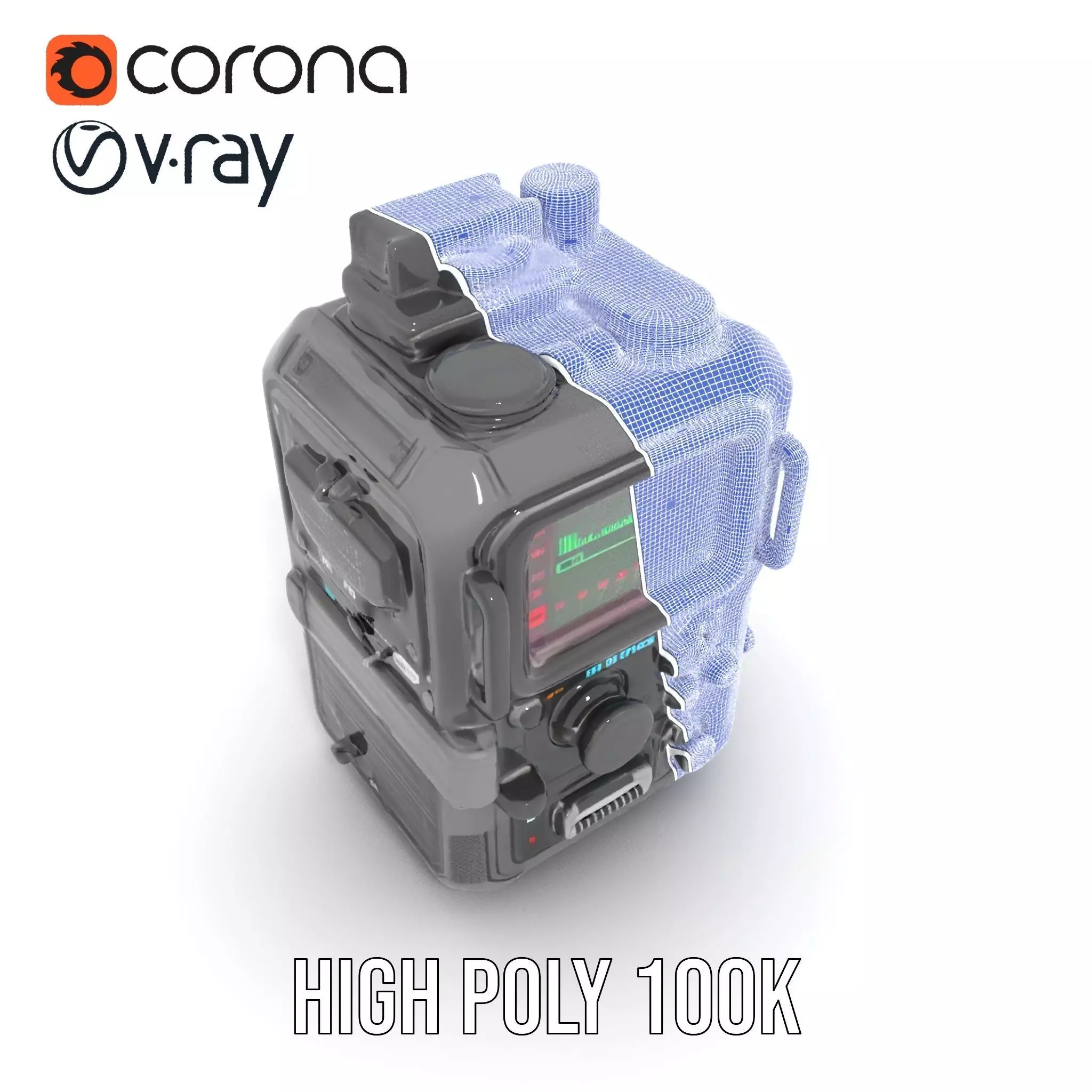 Futuristic Radio Device Model Pack Low-poly 3D model_34