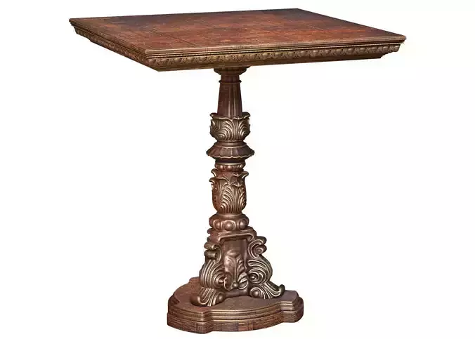 Wooden Classic Rustic Carved Dinner square Coffee Table