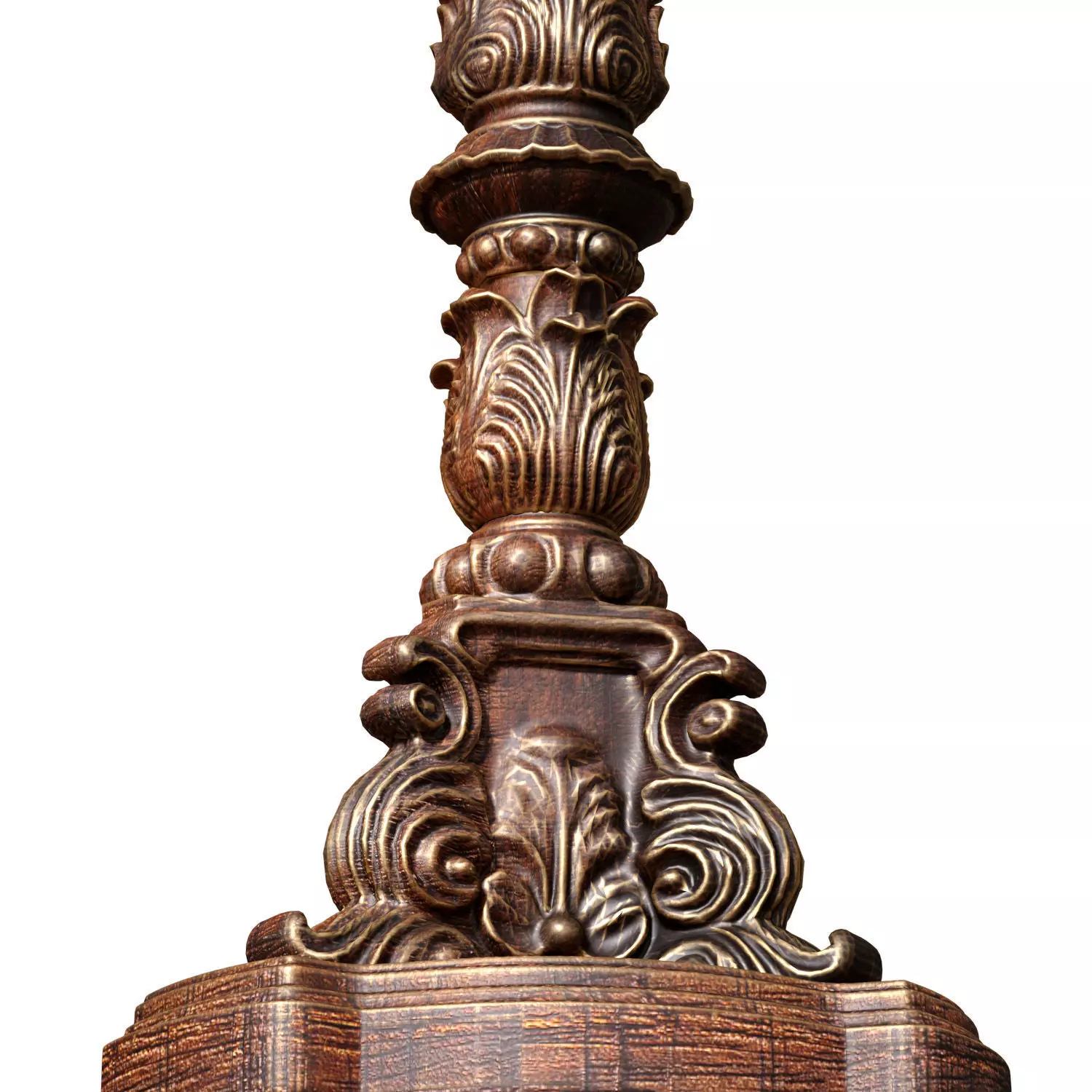 Wooden Classic Rustic Carved Dinner square Coffee Table 3D model_2