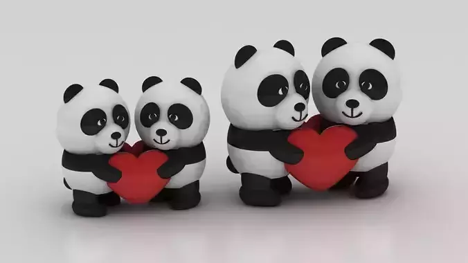3D panda couple 3D printable model  