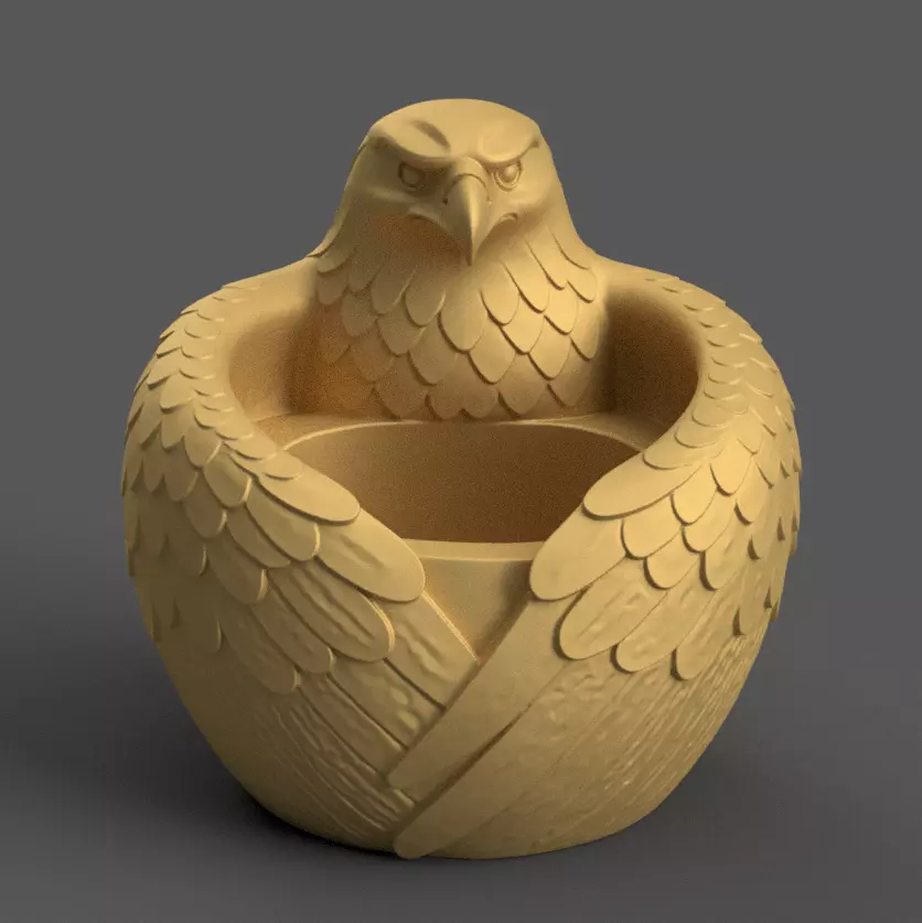 Regal Eagle Planter urn candy container candle holder stl 3D print model_1