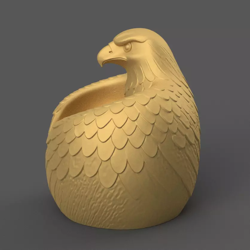 Regal Eagle Planter urn candy container candle holder stl 3D print model_4