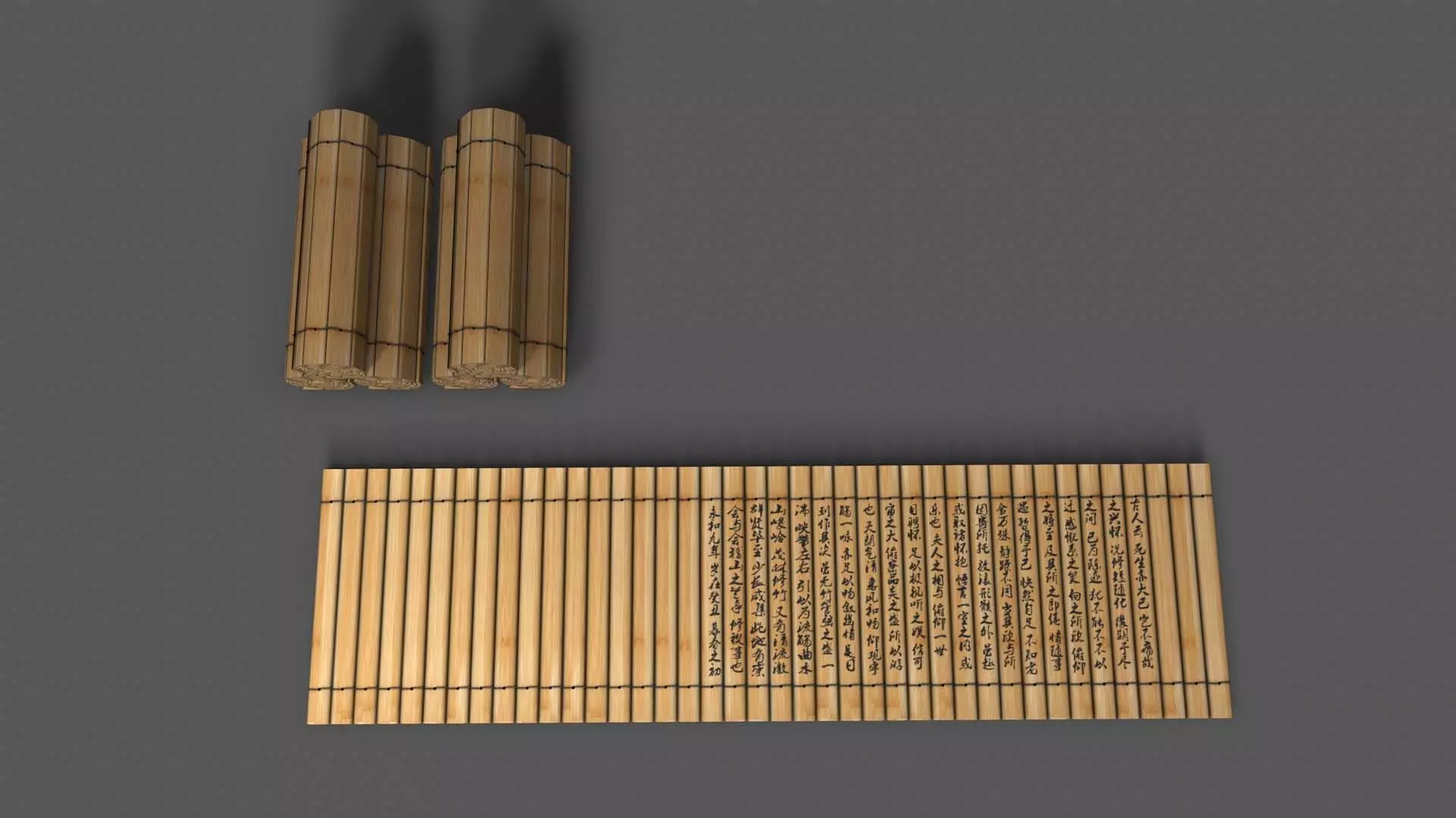 bamboo slip used for writing on during ancient times Low-poly 3D model_1