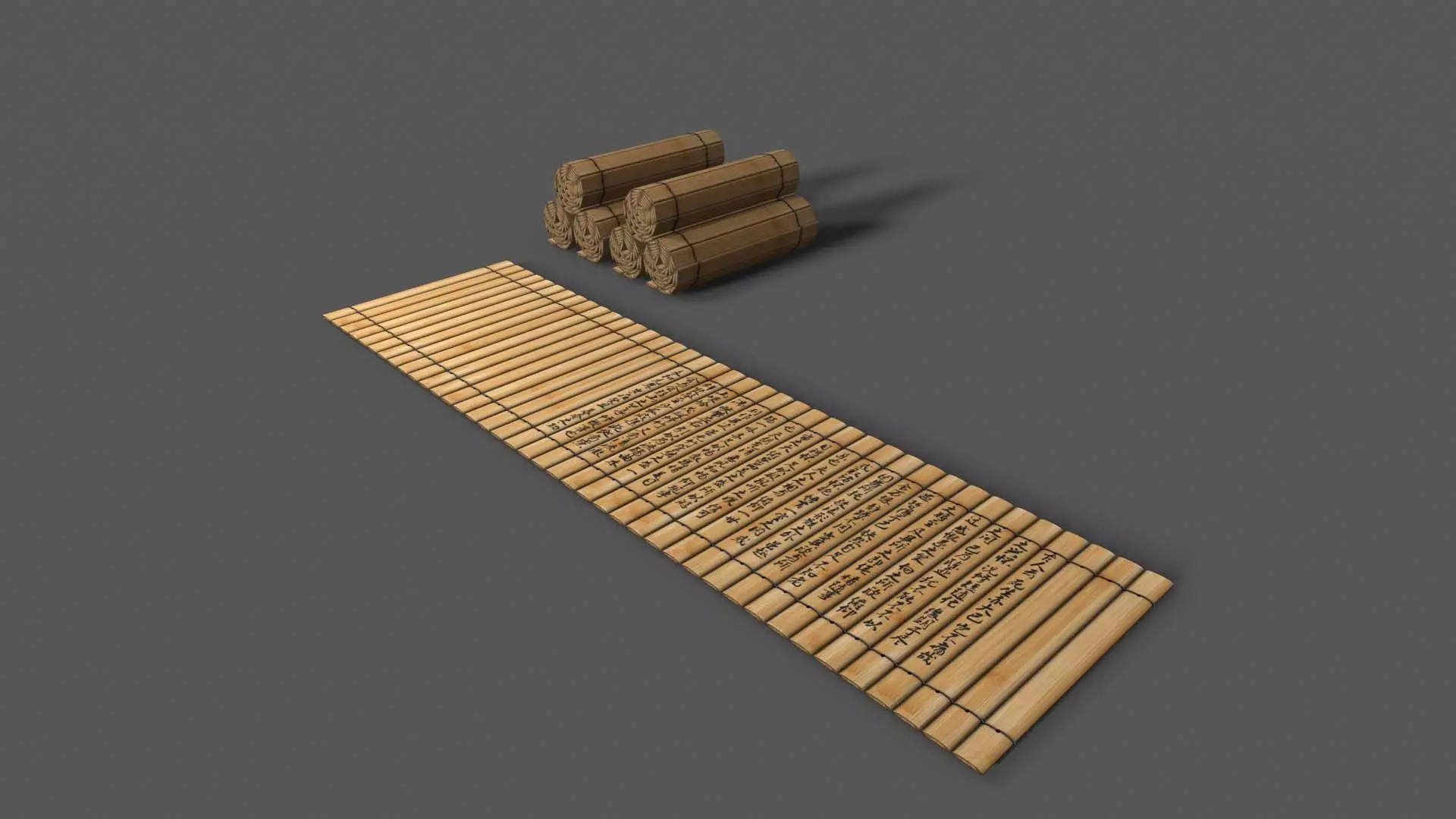 bamboo slip used for writing on during ancient times Low-poly 3D model_0