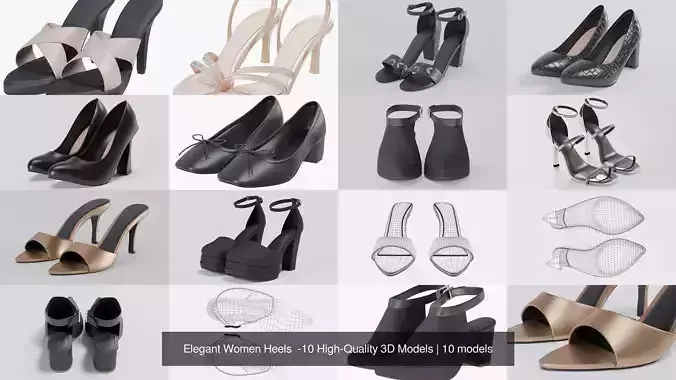 Elegant Women Heels  -10 High-Quality 3D Models