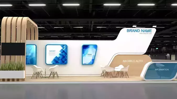 3d stand Booth Low-poly 3D model