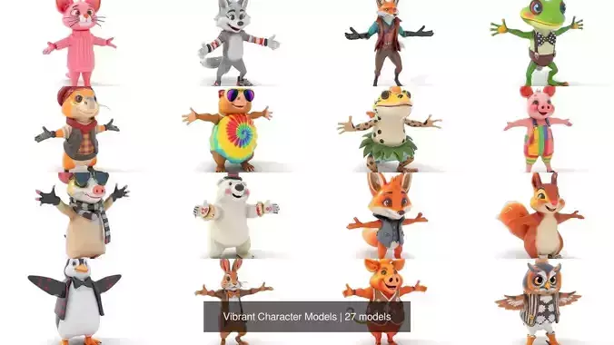 Vibrant Character Models 3D Model Collection